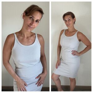 H&M Ribbed Bodycon Dress Medium Minimalist Gray